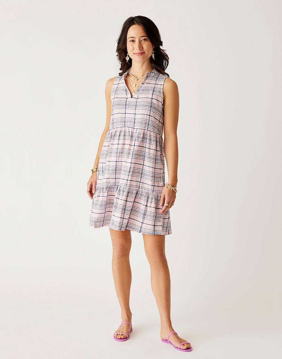 Clothing Carve Designs | Nellie Linen Dress Navy Plaid