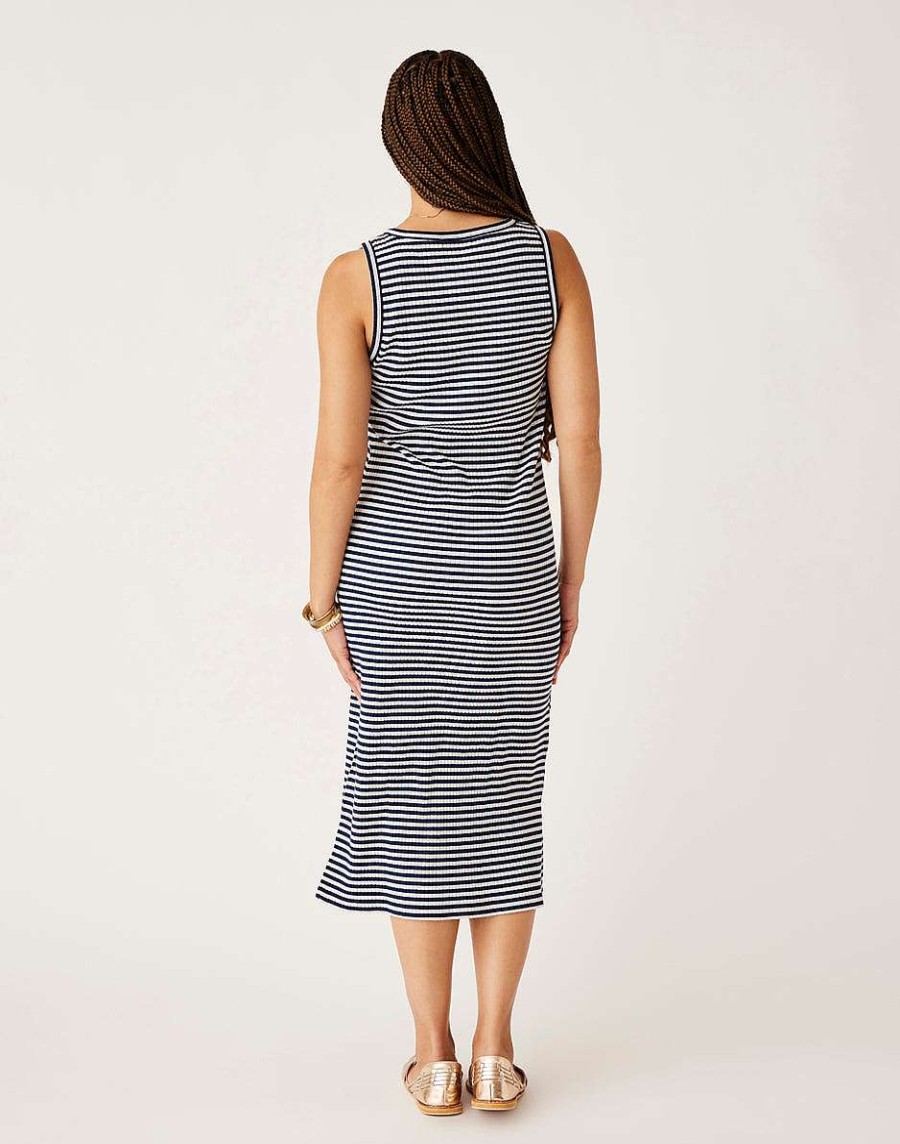 Clothing Carve Designs | Elodie Rib Dress Navy Stripe