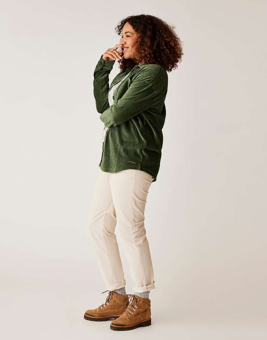 Clothing Carve Designs Fleece | Hudson Stretch Cord Shacket Cilantro