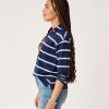 Clothing Carve Designs Long Sleeve | Mara Slub Polo Navy Rugby Stripe