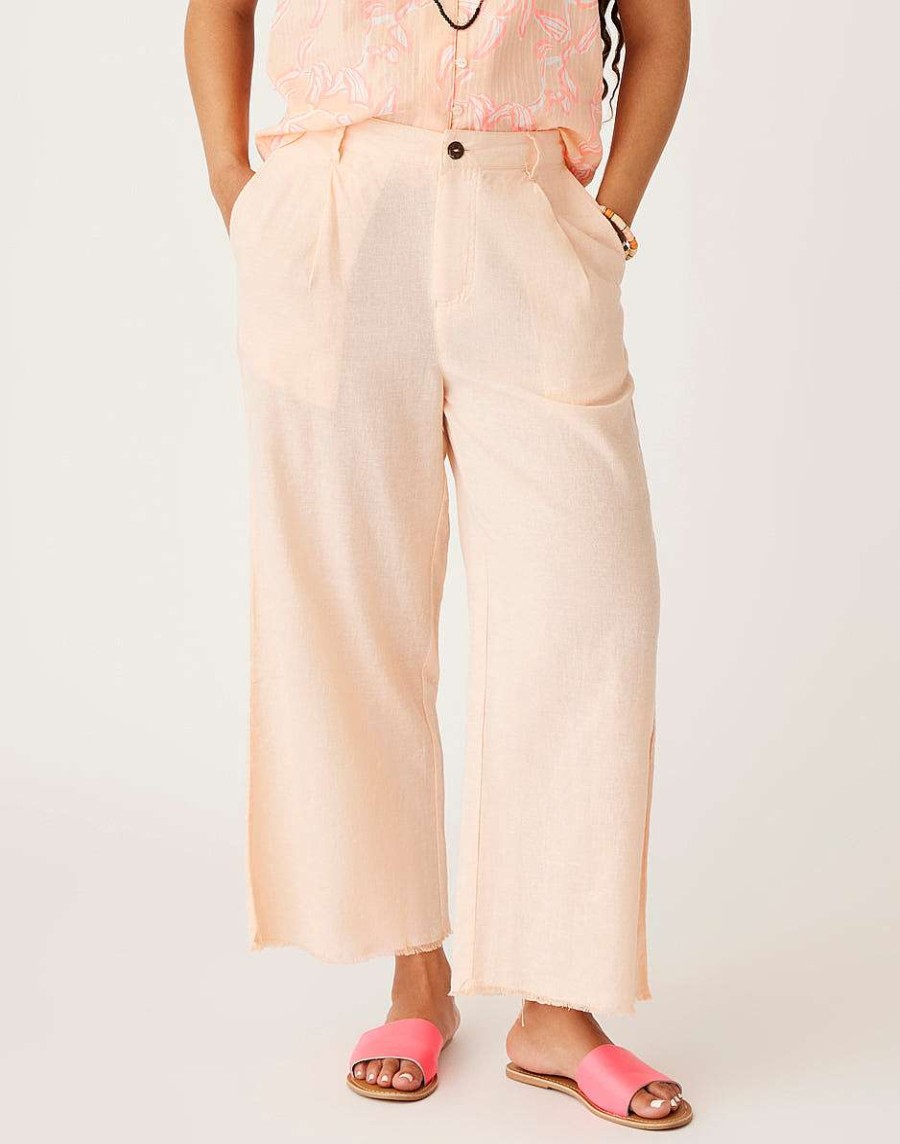 Clothing Carve Designs Pants | Suki Linen Pant Peach Chambray