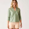 Clothing Carve Designs Long Sleeve | Mara Slub Polo Light Cilantro