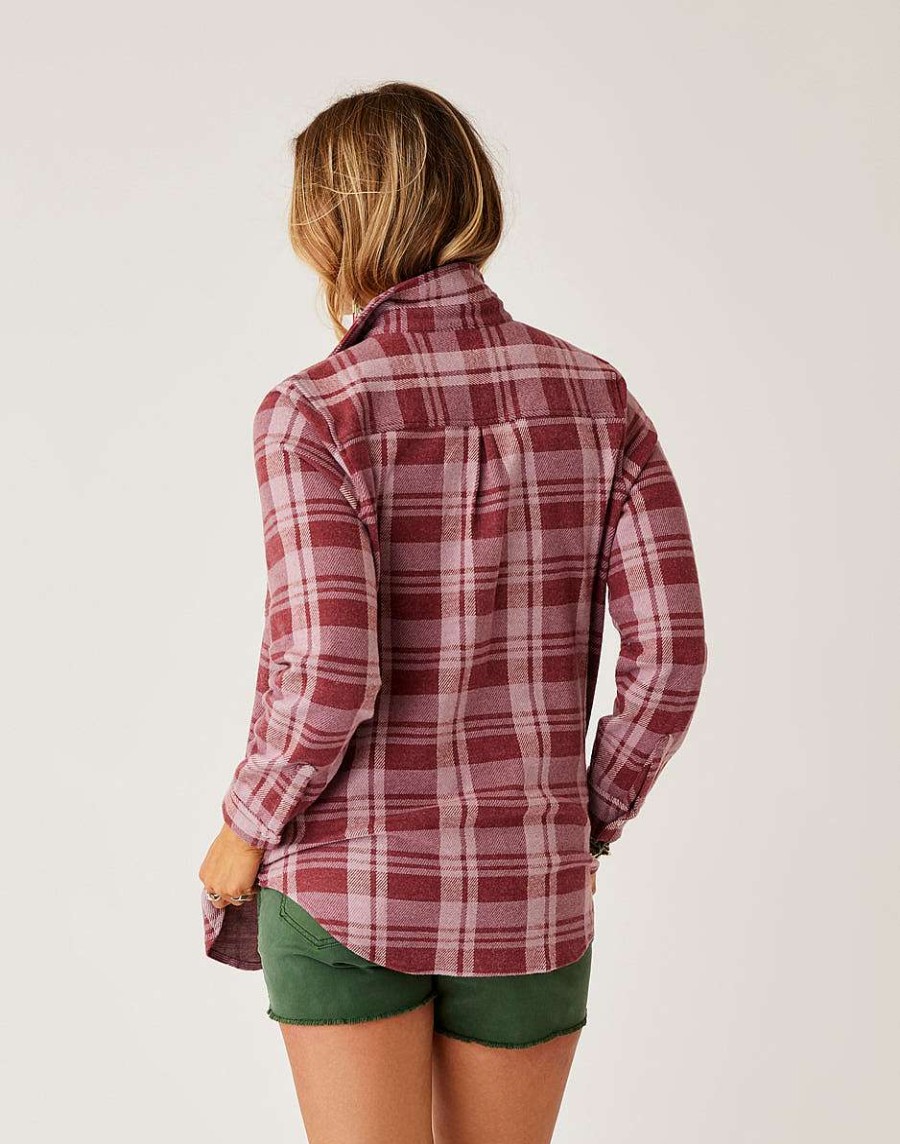 Clothing Carve Designs Fleece | Fairbanks Supersoft Shirt Brick Plaid