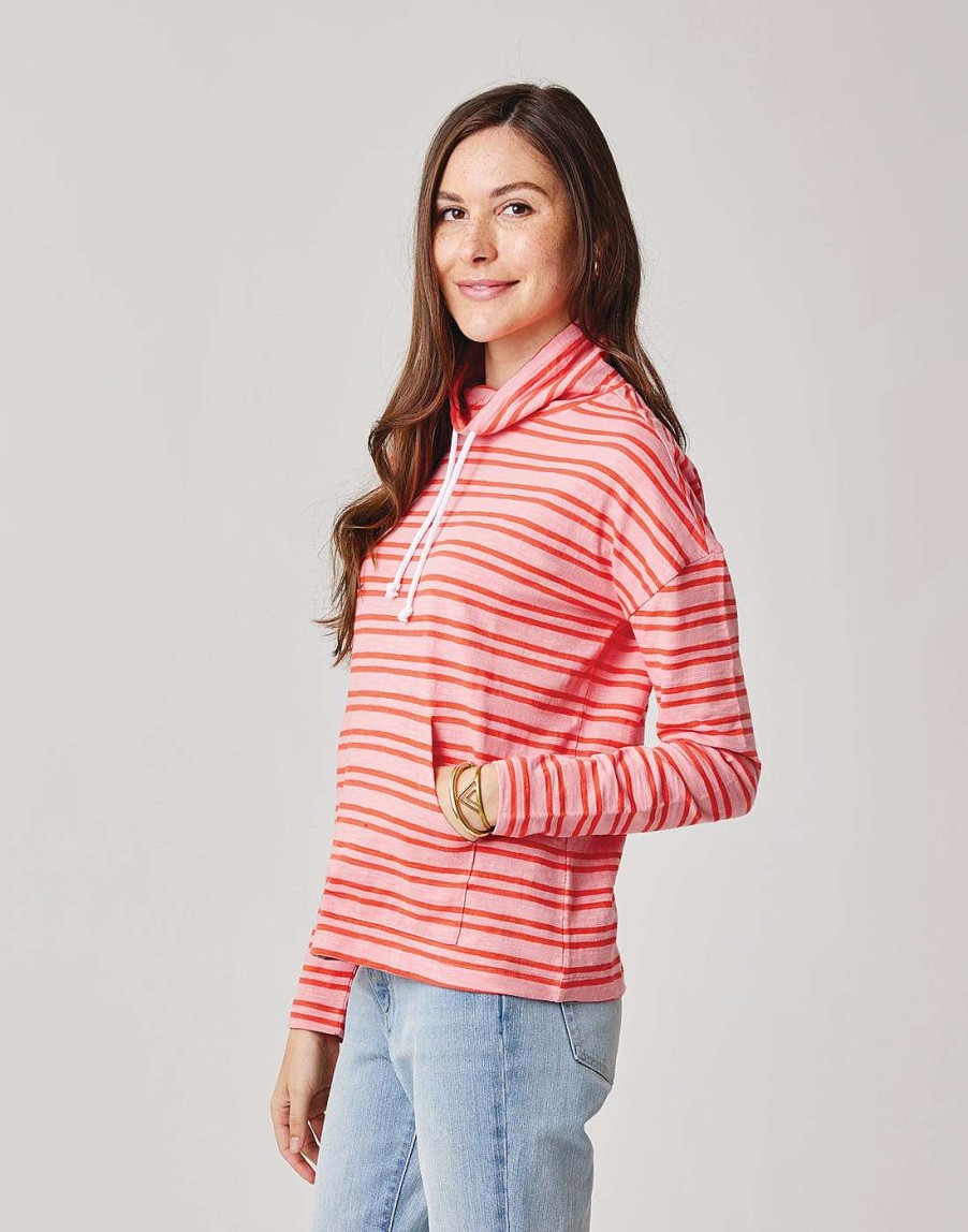 Clothing Carve Designs Long Sleeve | Bodie Funnel Neck Grapefruit Breton