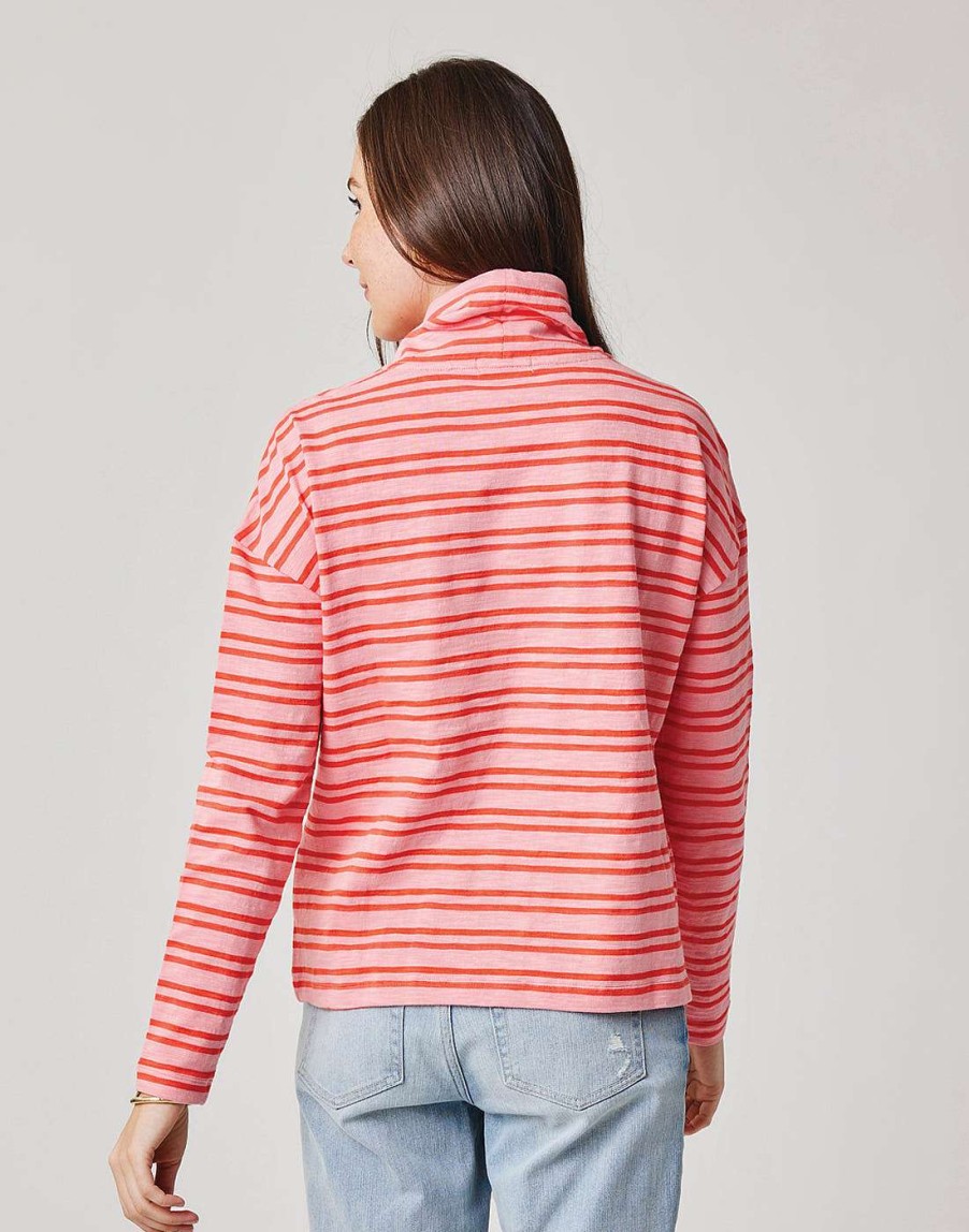 Clothing Carve Designs Long Sleeve | Bodie Funnel Neck Grapefruit Breton