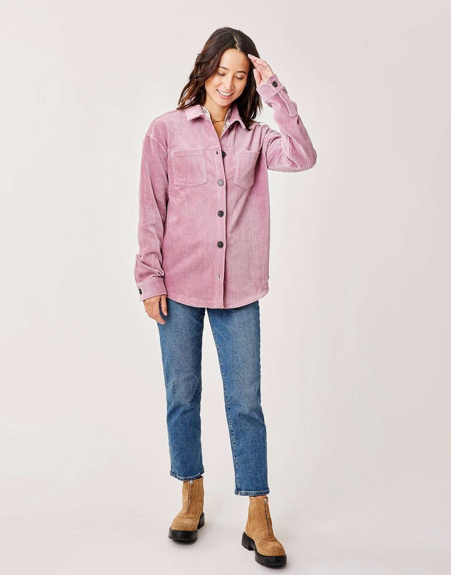 Clothing Carve Designs Fleece | Hudson Stretch Cord Shacket Orchid