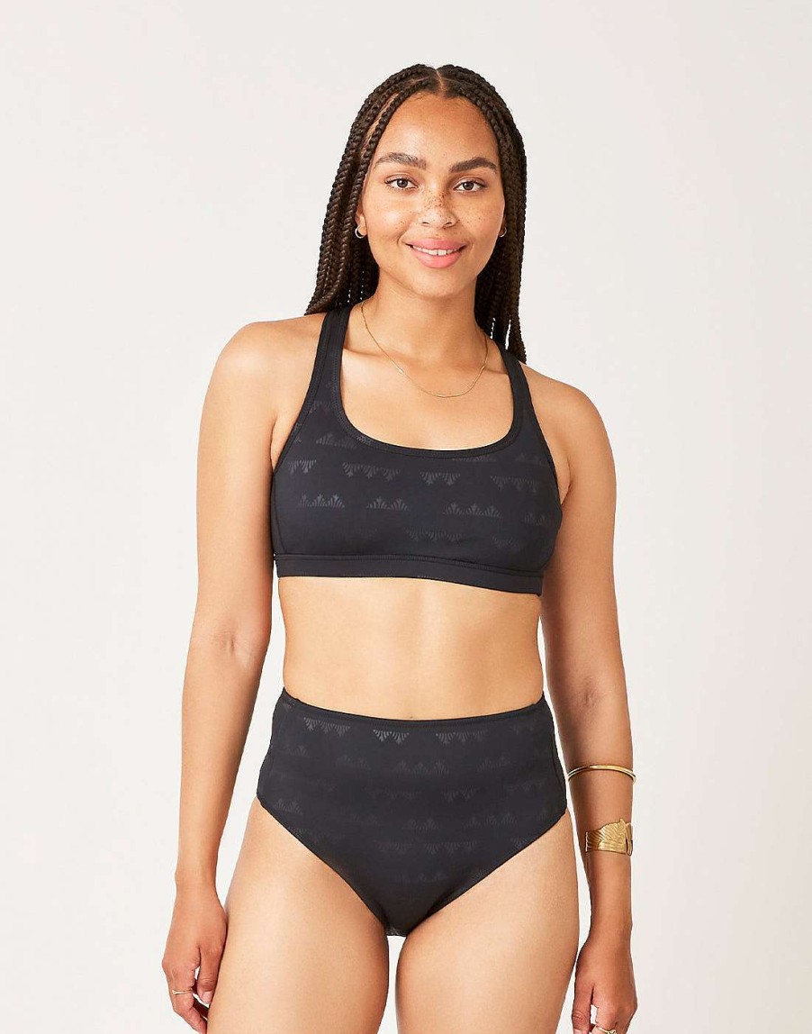 Clothing Carve Designs Swim Bottoms | Palisades Bottom Black Cascade Embossed