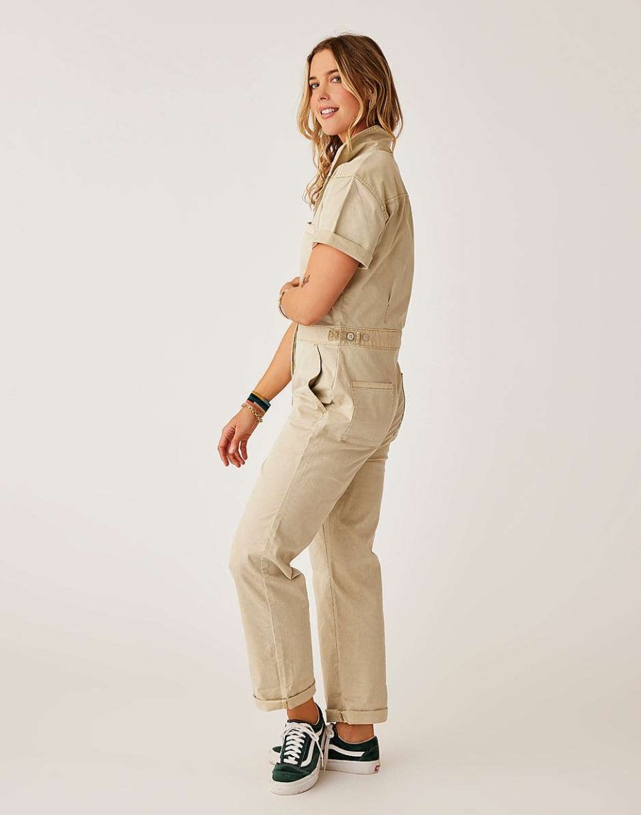 Clothing Carve Designs Jumpsuits & Overalls | Nyla Twill Jumpsuit Lt. Khaki Sunkissed