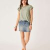 Clothing Carve Designs Short Sleeve | Mila Hemp Top Lt. Cilantro Mini Stripe