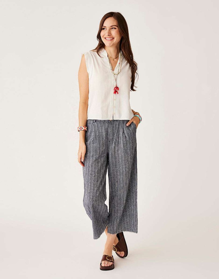 Clothing Carve Designs Pants | Suki Linen Pant Navy Texture