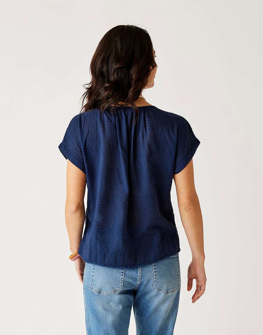 Clothing Carve Designs Short Sleeve | James Textured Top Navy