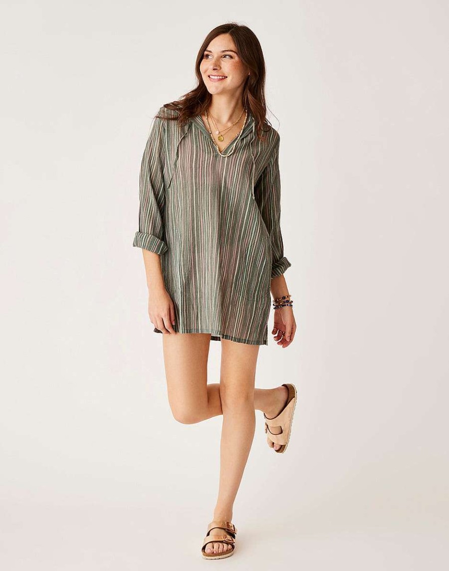 Clothing Carve Designs Cover Ups | Gia Coverup Cilantro Stripe